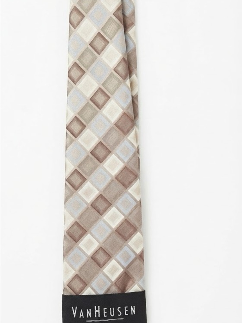 Van Heusen Beige and Light Blue Geometric Tie